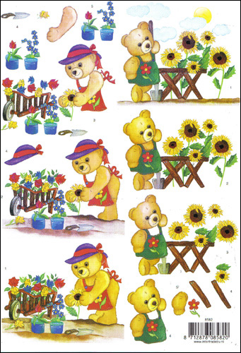 Teddy in the Garden 3D Step by Step Decoupage 582